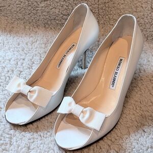 Manolo Blahnik Peep Toe Heels with Bow